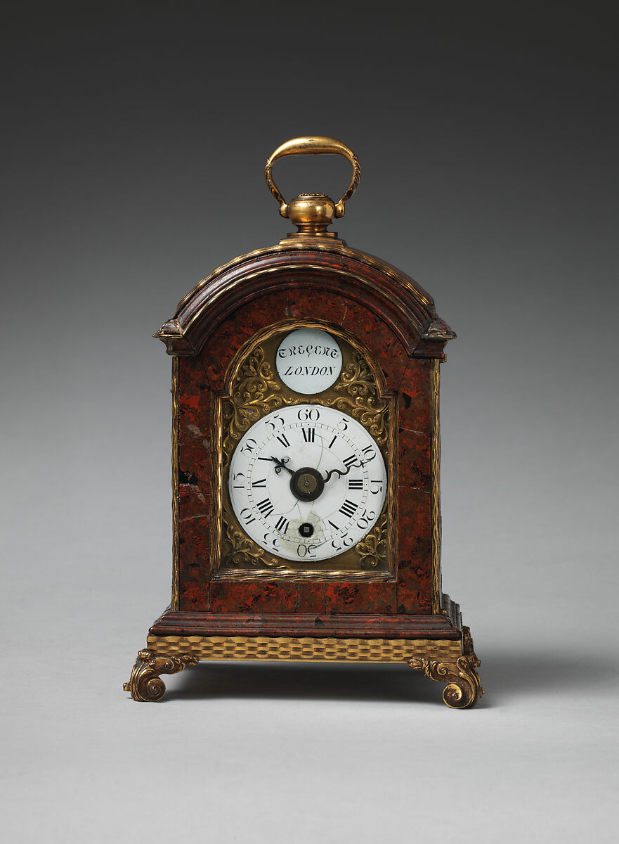Table or bracket clock, Clockmaker: James Tregent, Scagliola, gilt bronze, British, London