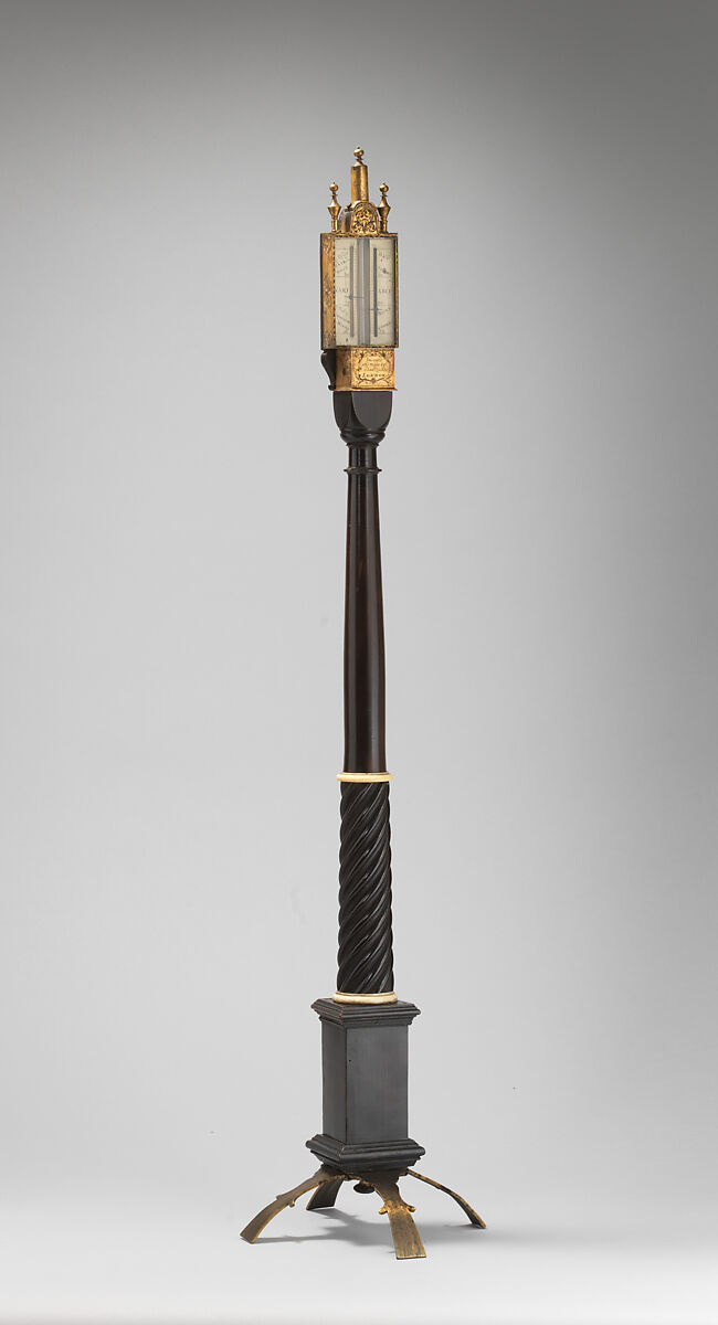 Portable barometer, Daniel Quare (British, 1647/49–1724), Walnut, gilt bronze, ivory; mercury, British, London 