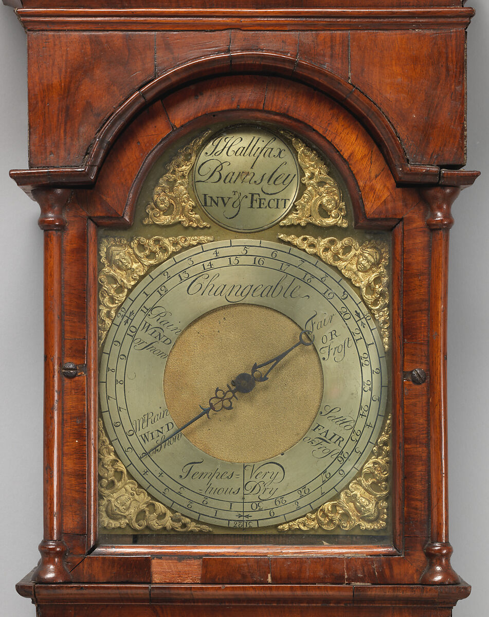Wheel barometer, John Hallifax, Walnut, walnut veneer, British