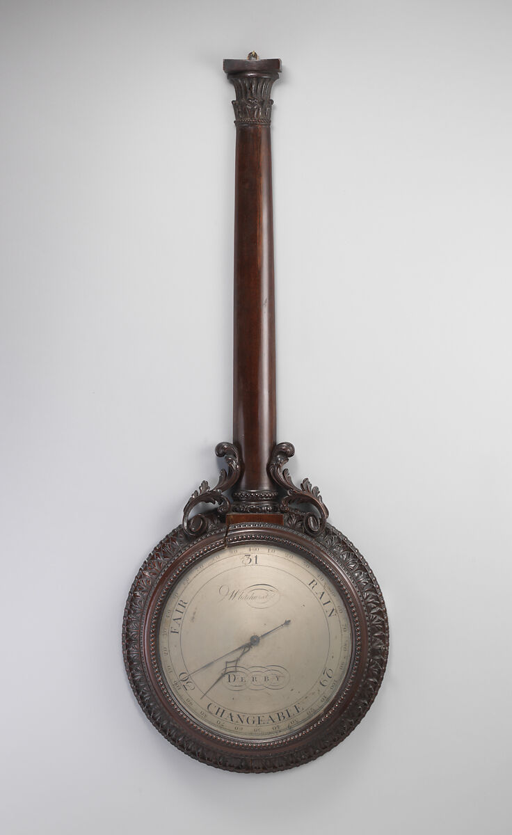 Wheel barometer, John Whitehurst (British, 1713–1788), Mahogany, British, Derby 