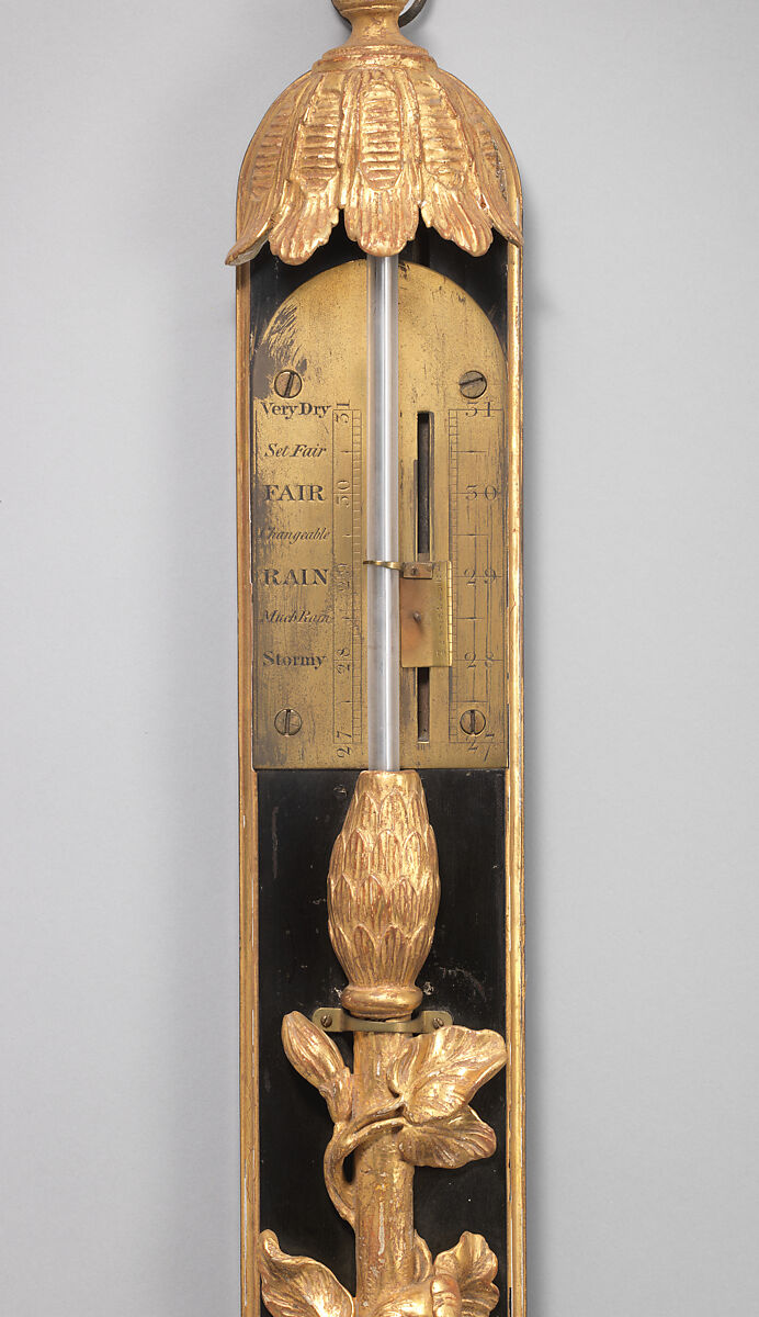 Torricellian barometer, Ebony, gilt; mercury, British