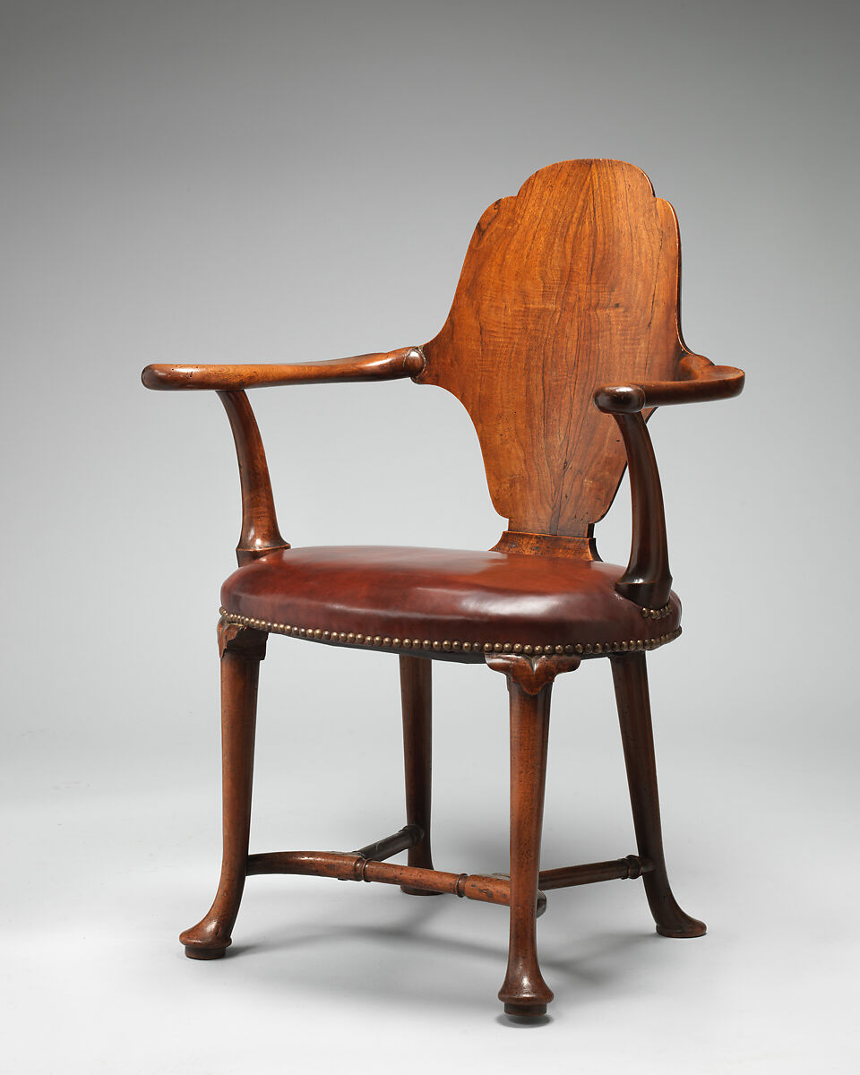 Armchair, Walnut; oak and walnut veneer, British 