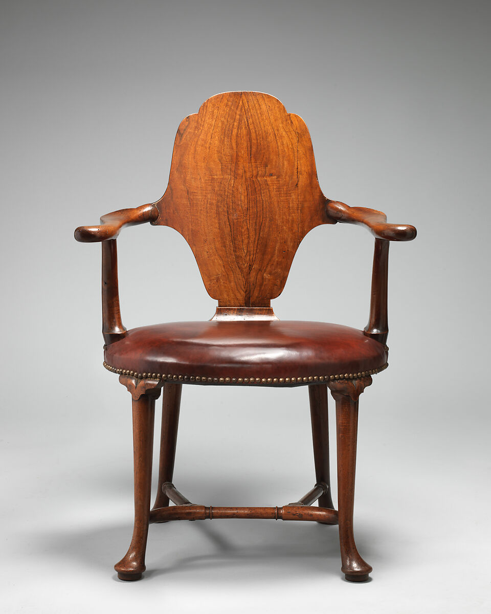 Armchair, Walnut; oak and walnut veneer, British