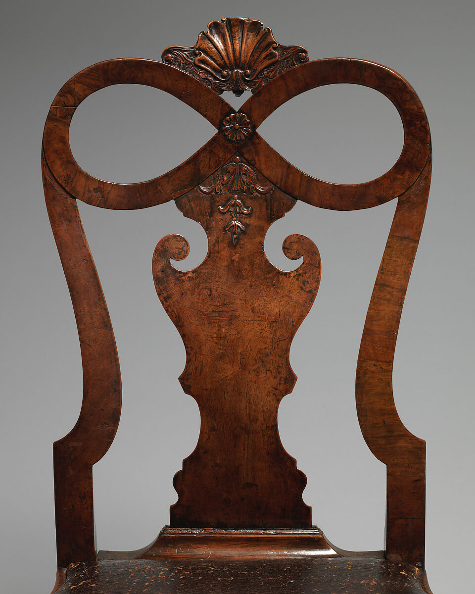 Side chair (one of a pair), Walnut, walnut veneer, British