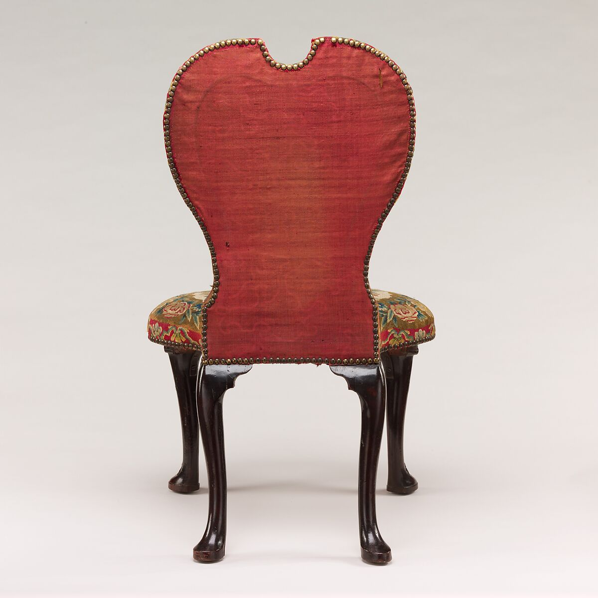 Side chair, Walnut, mahogany, parcel-gilt, needlework, British