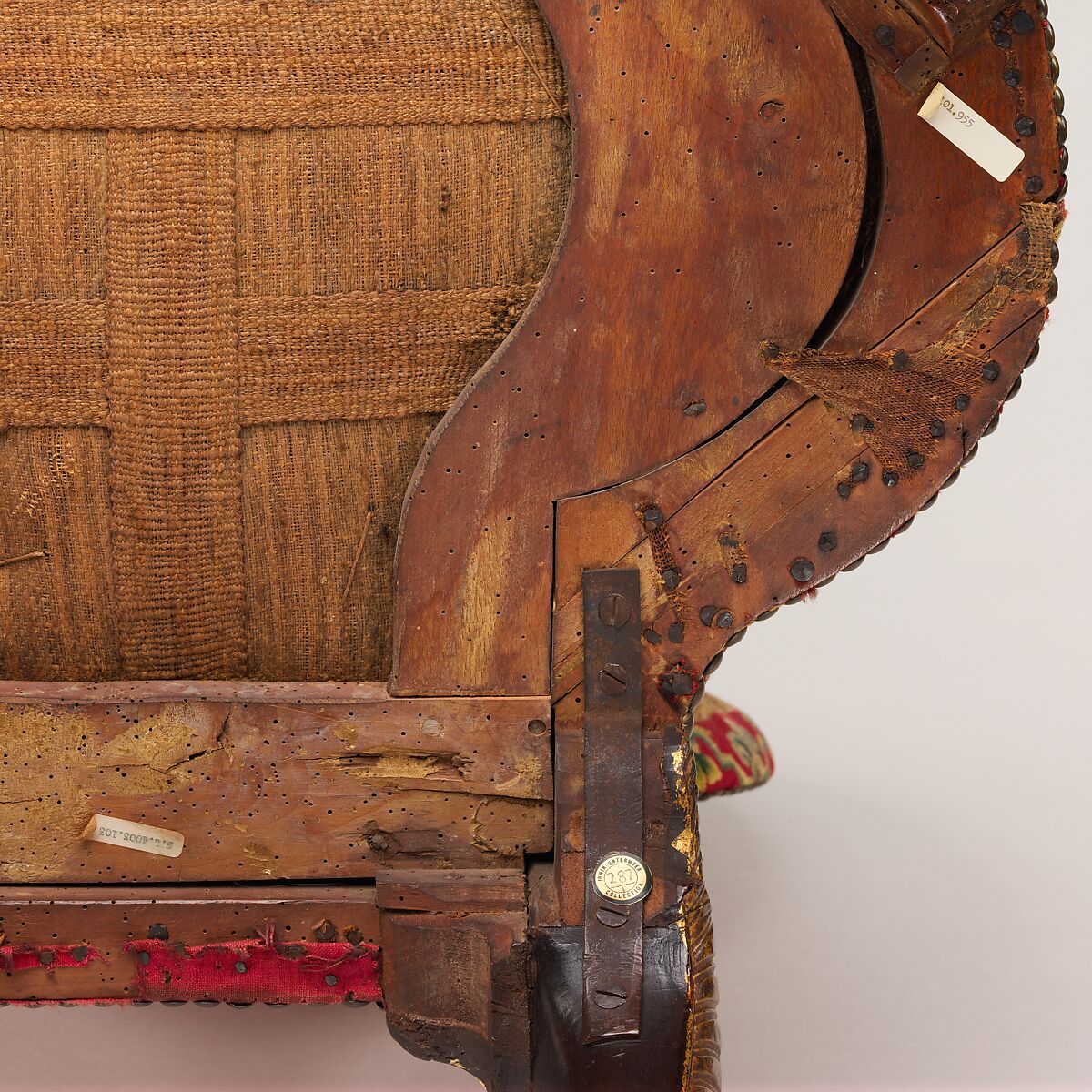 Side chair, Walnut, mahogany, parcel-gilt, needlework, British