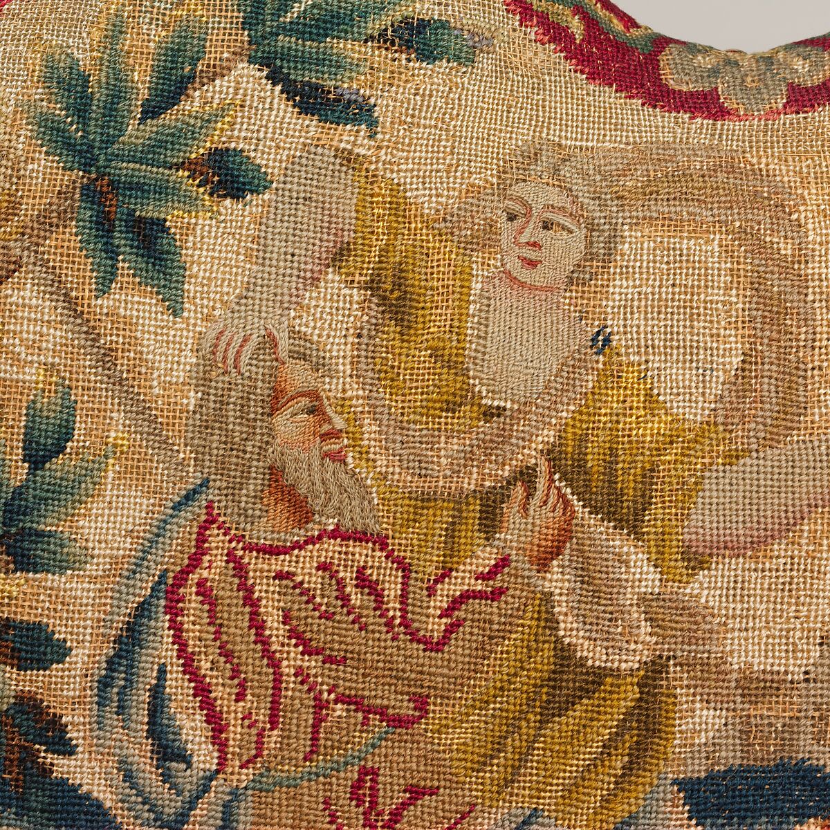 Side chair, Walnut, mahogany, parcel-gilt, needlework, British