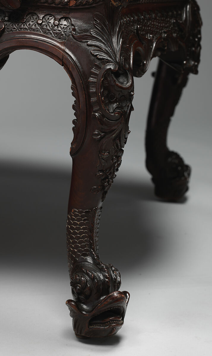 Armchair, After a design by Thomas Chippendale (British, baptised Otley, West Yorkshire 1718–1779 London), Mahogany, needlework, British