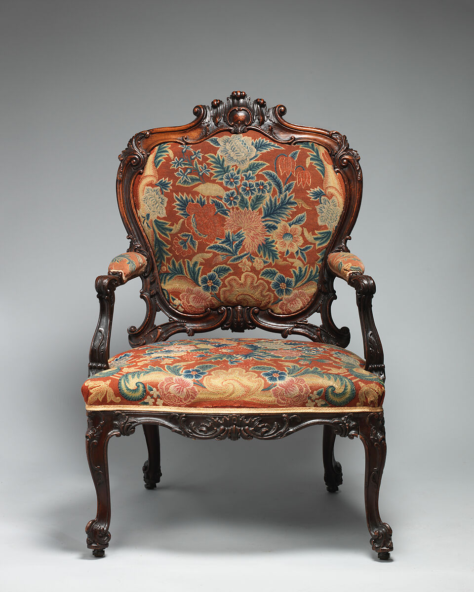 Pair of armchairs, Mahogany, beech and needlework, British