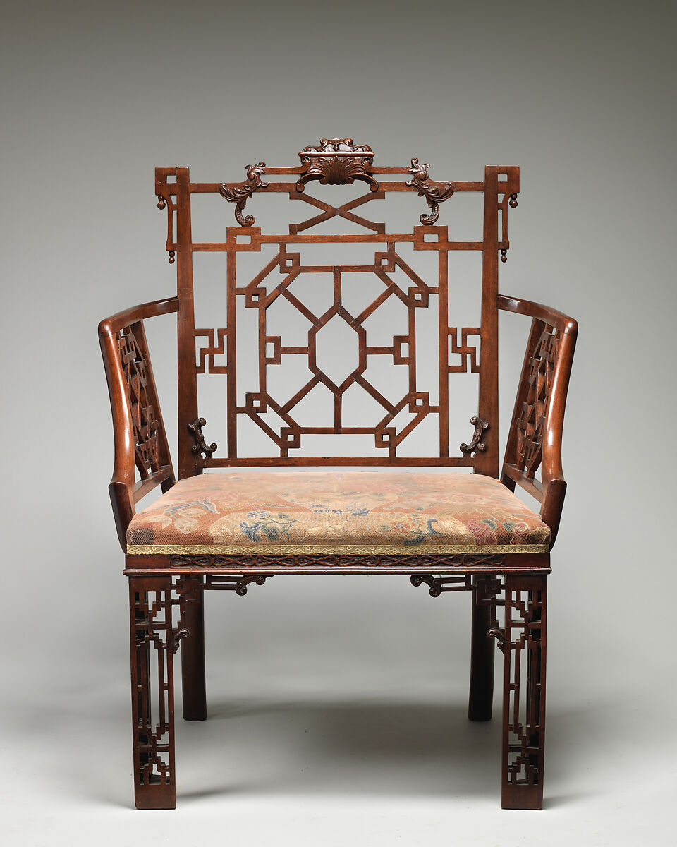 Armchair, Mahogany, needlework (modern), British