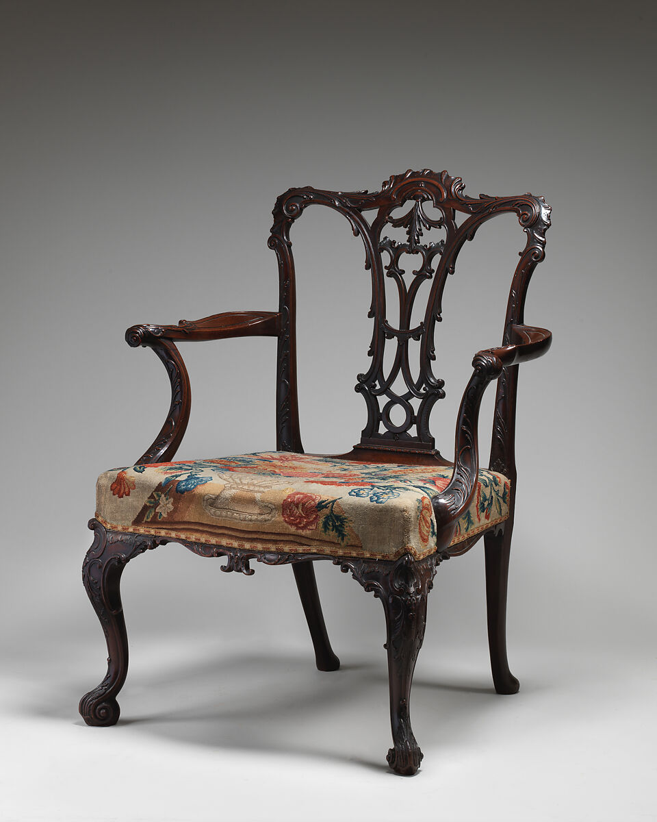 Armchair, Mahogany, needlework, British 