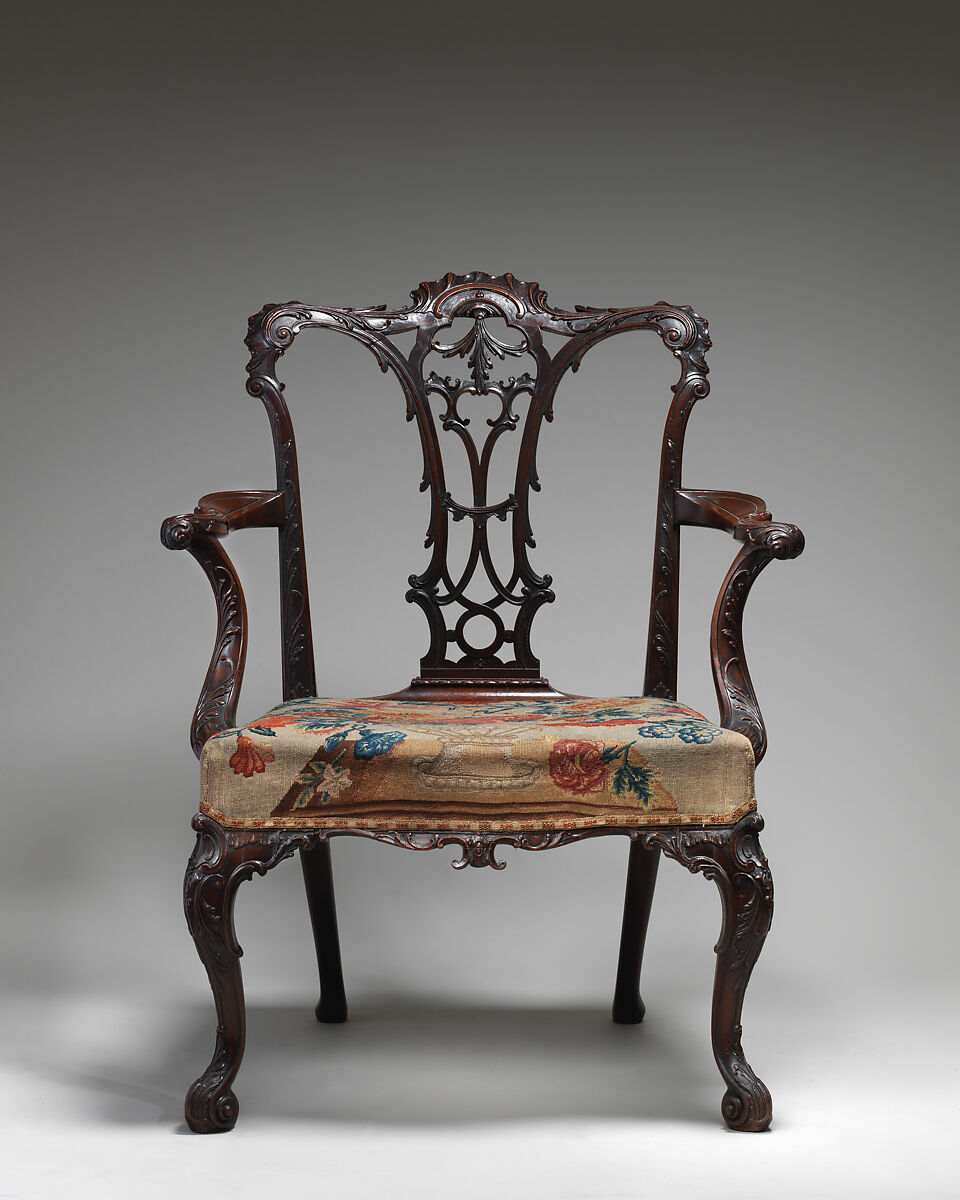 Armchair, Mahogany, needlework, British