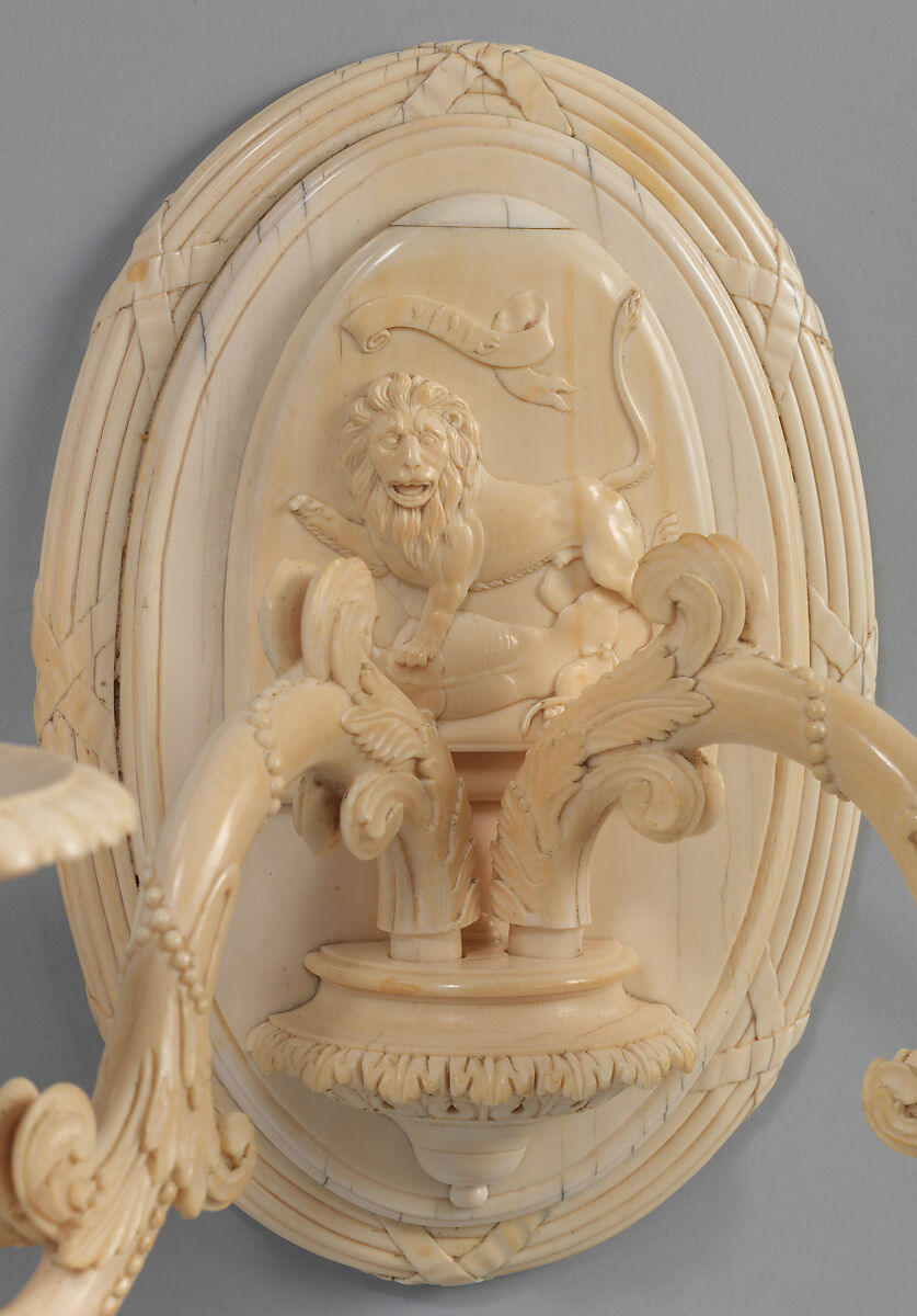 Two-light wall bracket, Ivory, Indian, Murshidabad