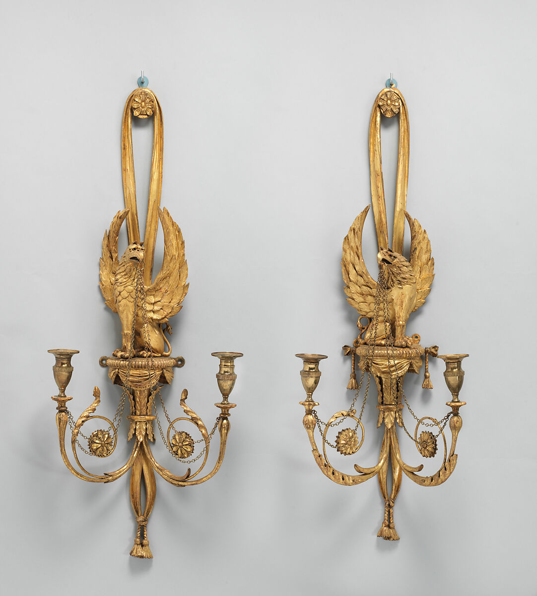 Sconce (one of a pair), Gilded wood and gesso, gilded brass, British 