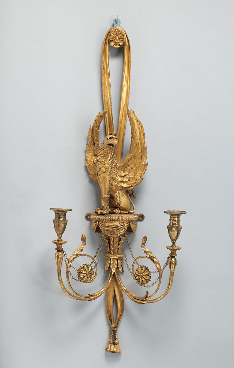 Sconce (one of a pair), Gilded wood and gesso, gilded brass, British