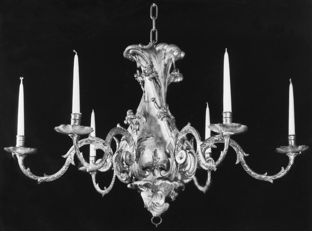 Chandelier, Gilt wood, metal, British 