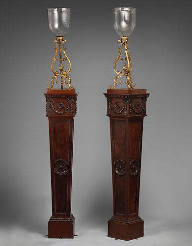Pedestal with candleholder (one of a pair)