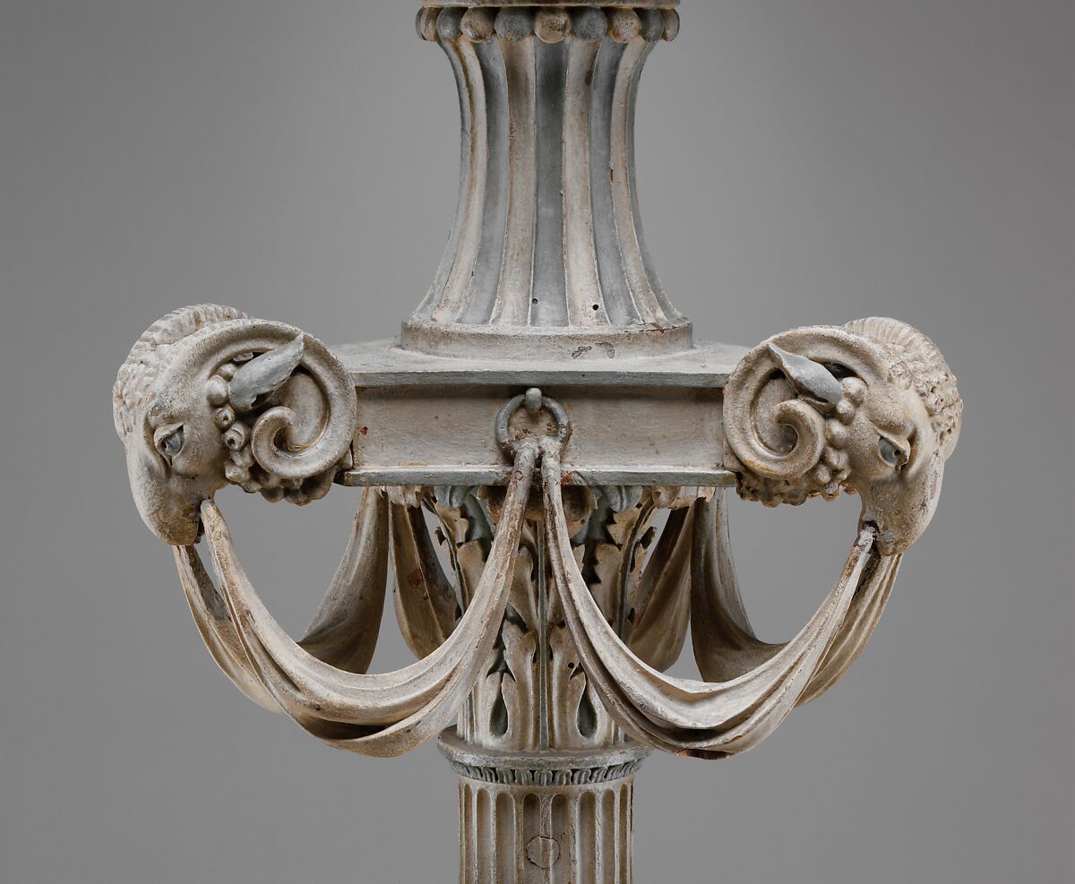 Candlestand (one of a pair), Carved and painted basswood, glass and gilded-bronze mounts, British