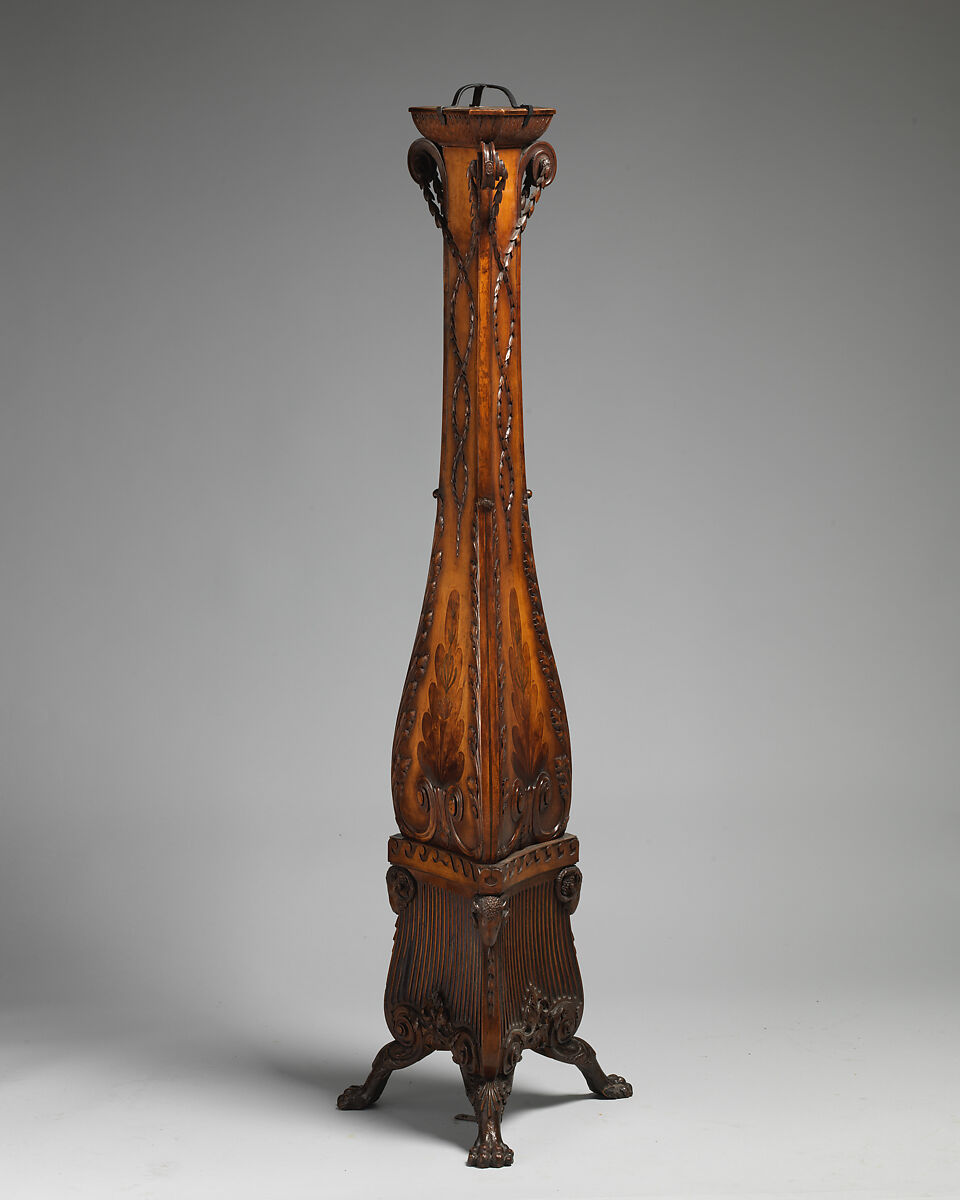 Pair of pedestals, Boxwood veneer, inlaid with colored wood, British