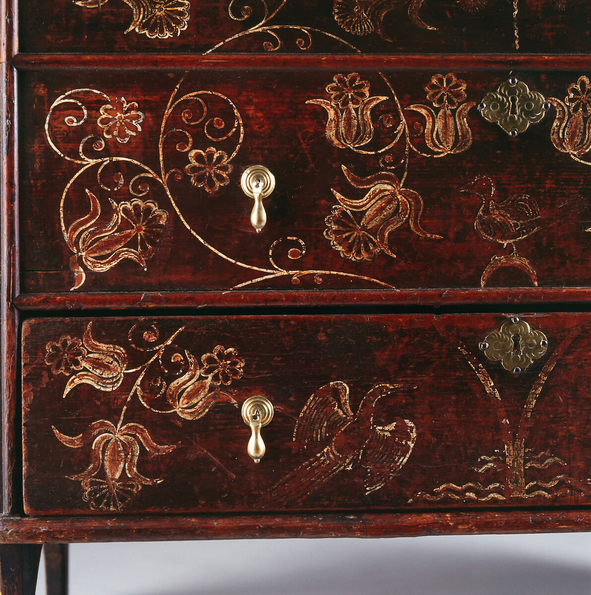 Chest with drawer, Probably Robert Crosman (1707–1799), Painted white pine, white cedar, American