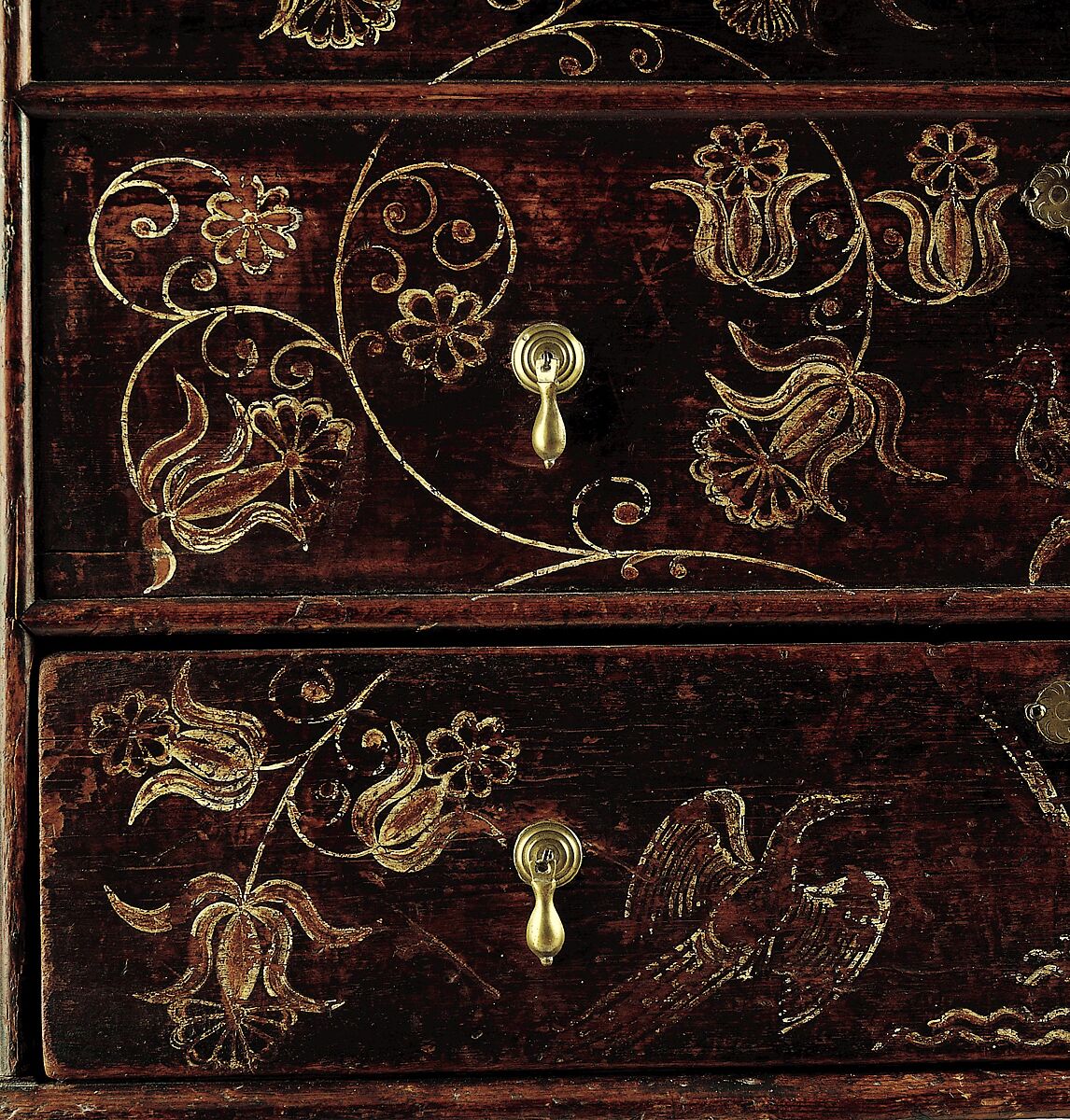 Chest with drawer, Probably Robert Crosman (1707–1799), Painted white pine, white cedar, American