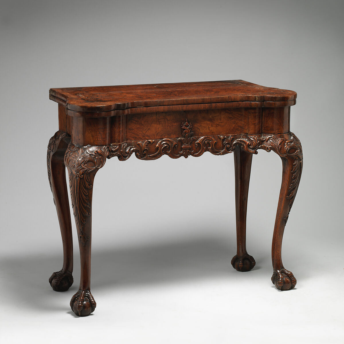 Card table, Walnut and burr-walnut veneer, British 