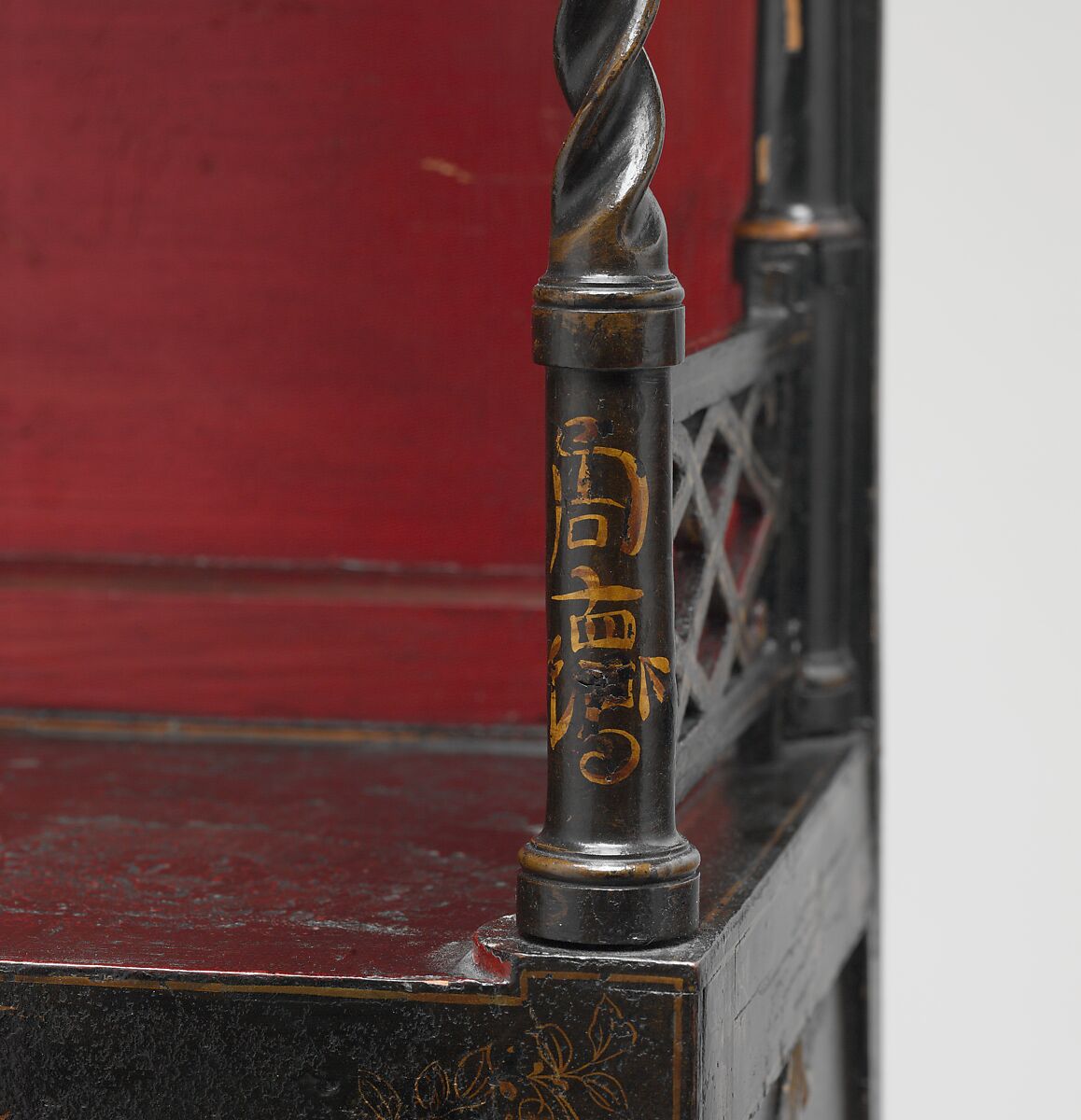 Standing shelf (one of a pair), William Linnell (ca. 1703–1763), Lacquered and painted pine, mahogany and British walnut, British