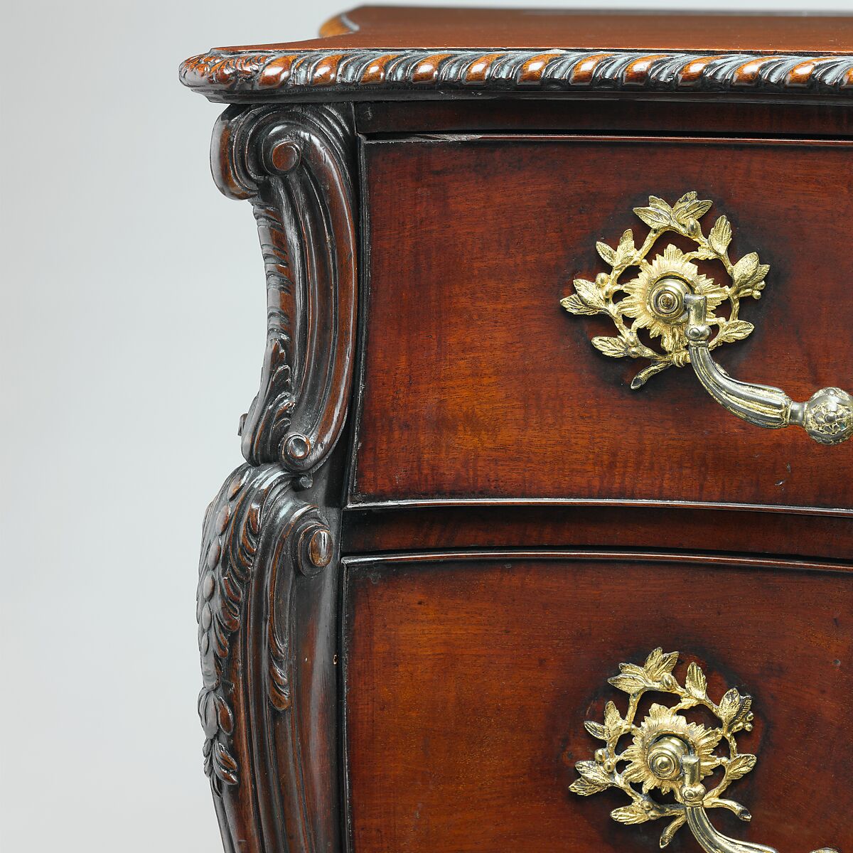 Commode, Attributed to William Vile (British, Somerset 1715–1767 London), Pine veneered with mahogany; gilt bronze, British
