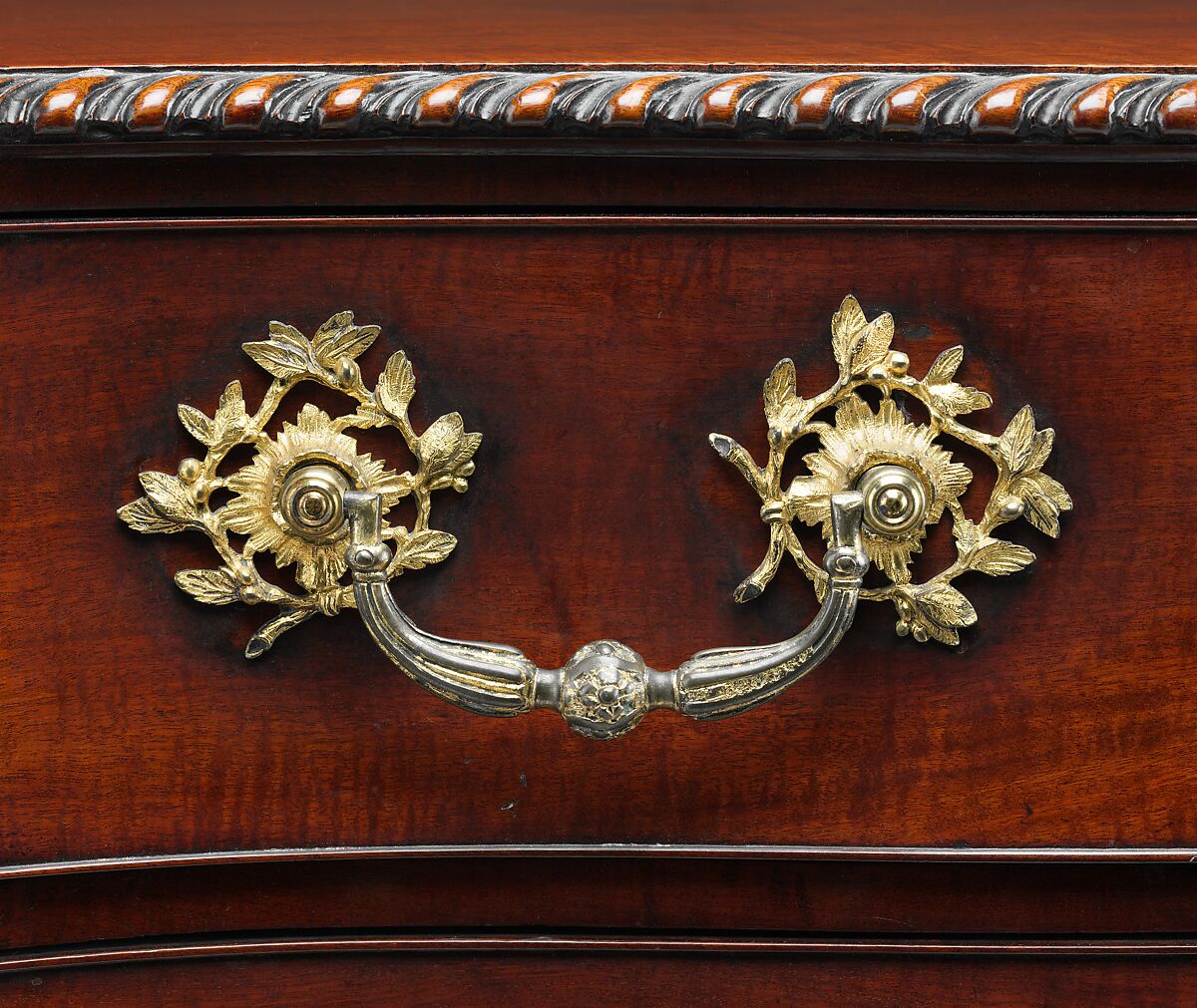 Commode, Attributed to William Vile (British, Somerset 1715–1767 London), Pine veneered with mahogany; gilt bronze, British