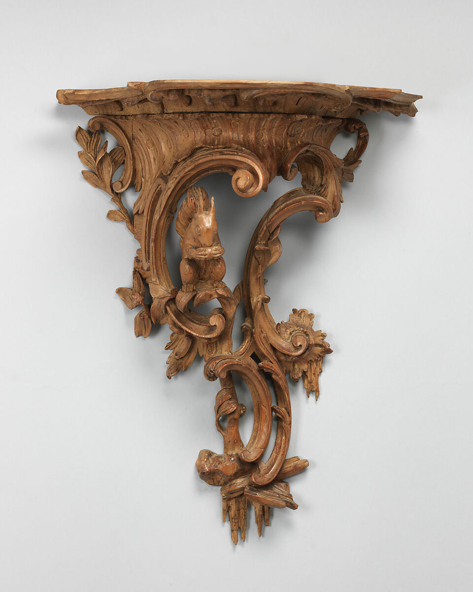 Pair of brackets, Stained softwood, British