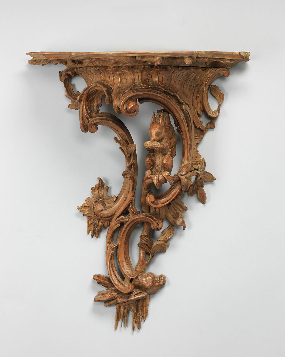 Pair of brackets, Stained softwood, British