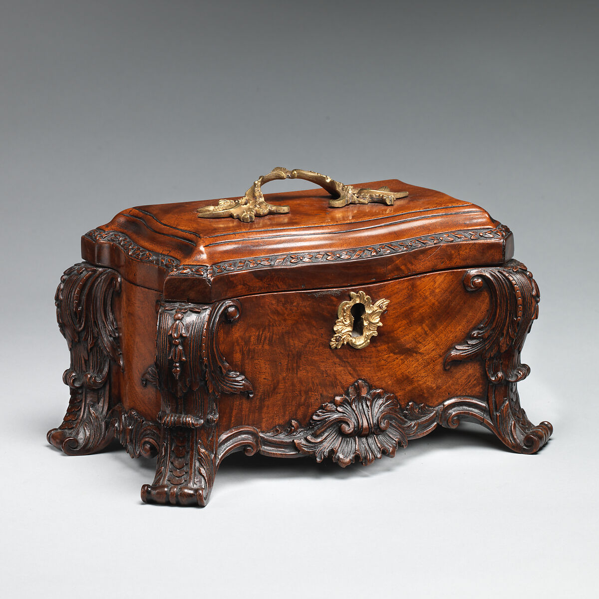 Tea chest, Mahogany, gilt brass, British 