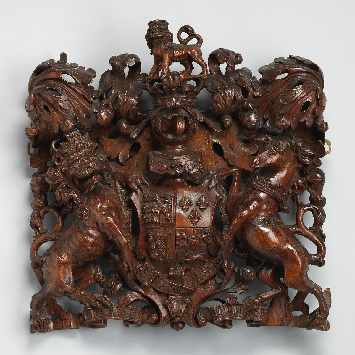 Armorial panel, Limewood, British 