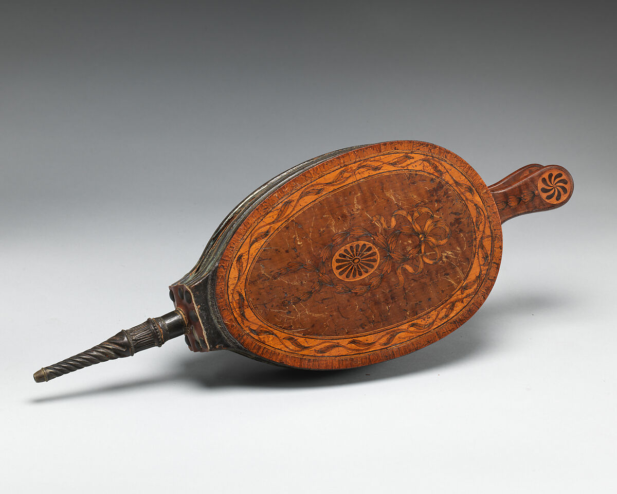 Bellows, Harewood, inlaid with other woods, British 