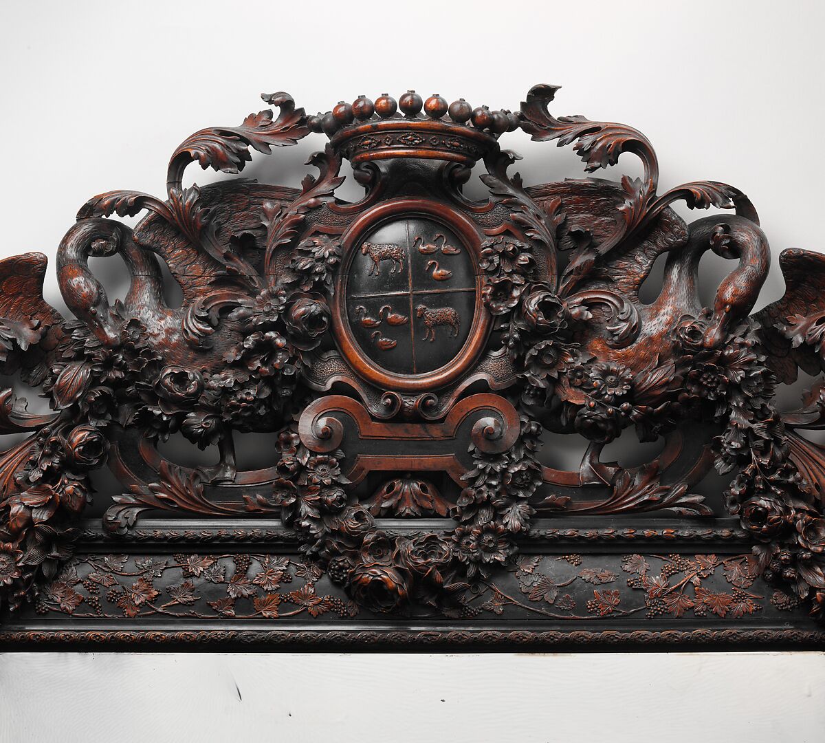 Mirror, Johannes Hannart (or Jan Hanat) (died 1709), Oak veneered with ebony; boxwood and ebonized boxwood; modern mirror glass, Dutch