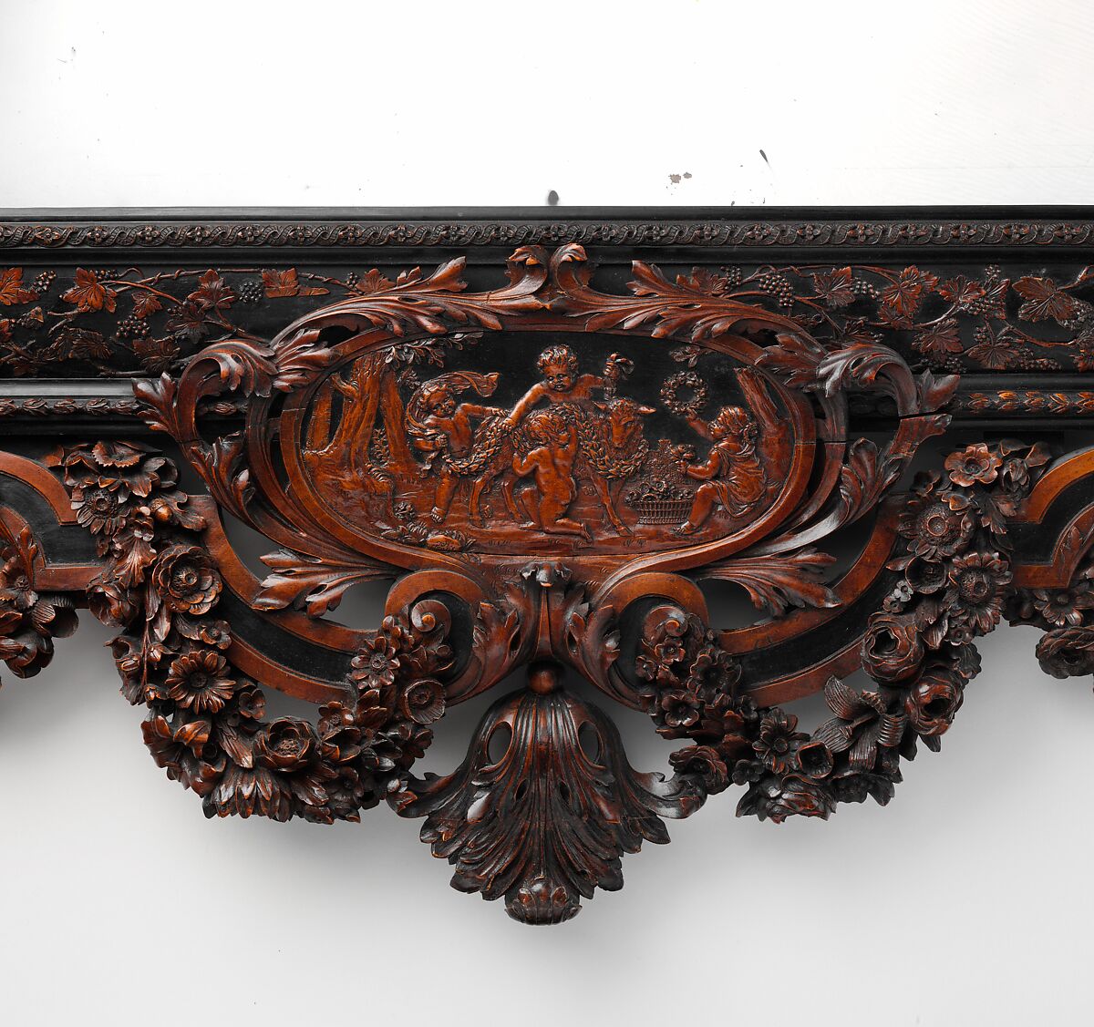 Mirror, Johannes Hannart (or Jan Hanat) (died 1709), Oak veneered with ebony; boxwood and ebonized boxwood; modern mirror glass, Dutch