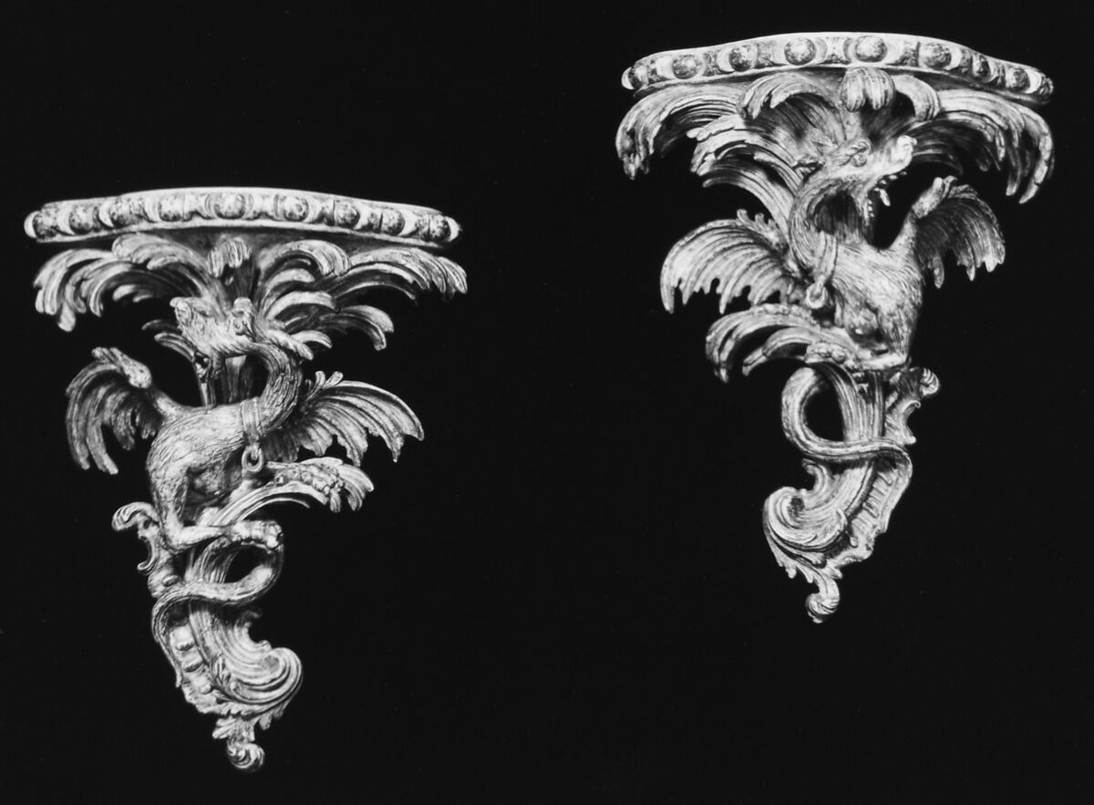 Pair of brackets, Carved and gilded oak, French 