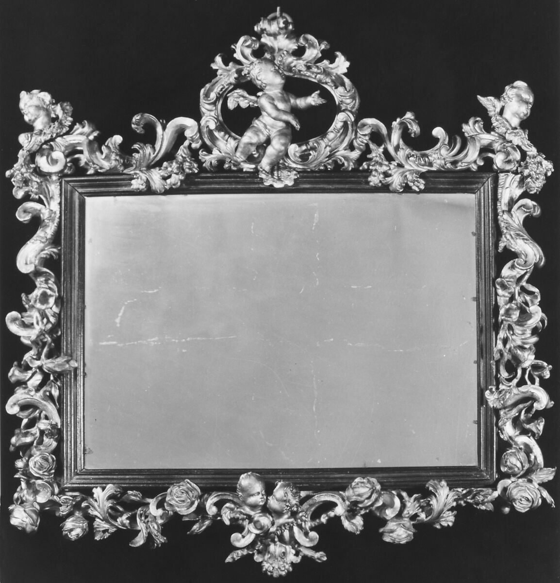Mirror frame, Gilded wood, ebony, Southern German 