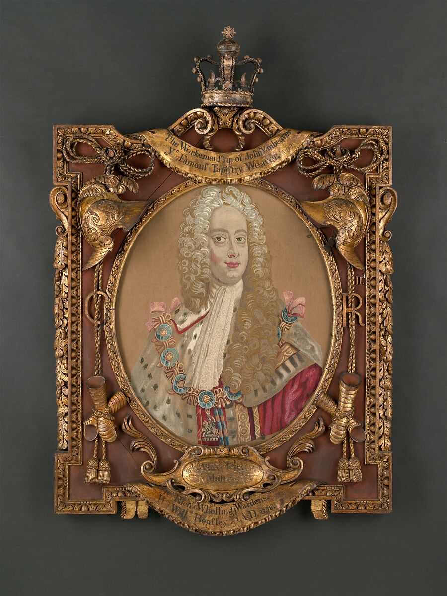 King George II (1683–1760), Woven under the direction of John van Beaver (active 1727–50), Wool, silk, carved and gilded wood (21-22 warps per inch, 9 per cm.), Irish, Dublin