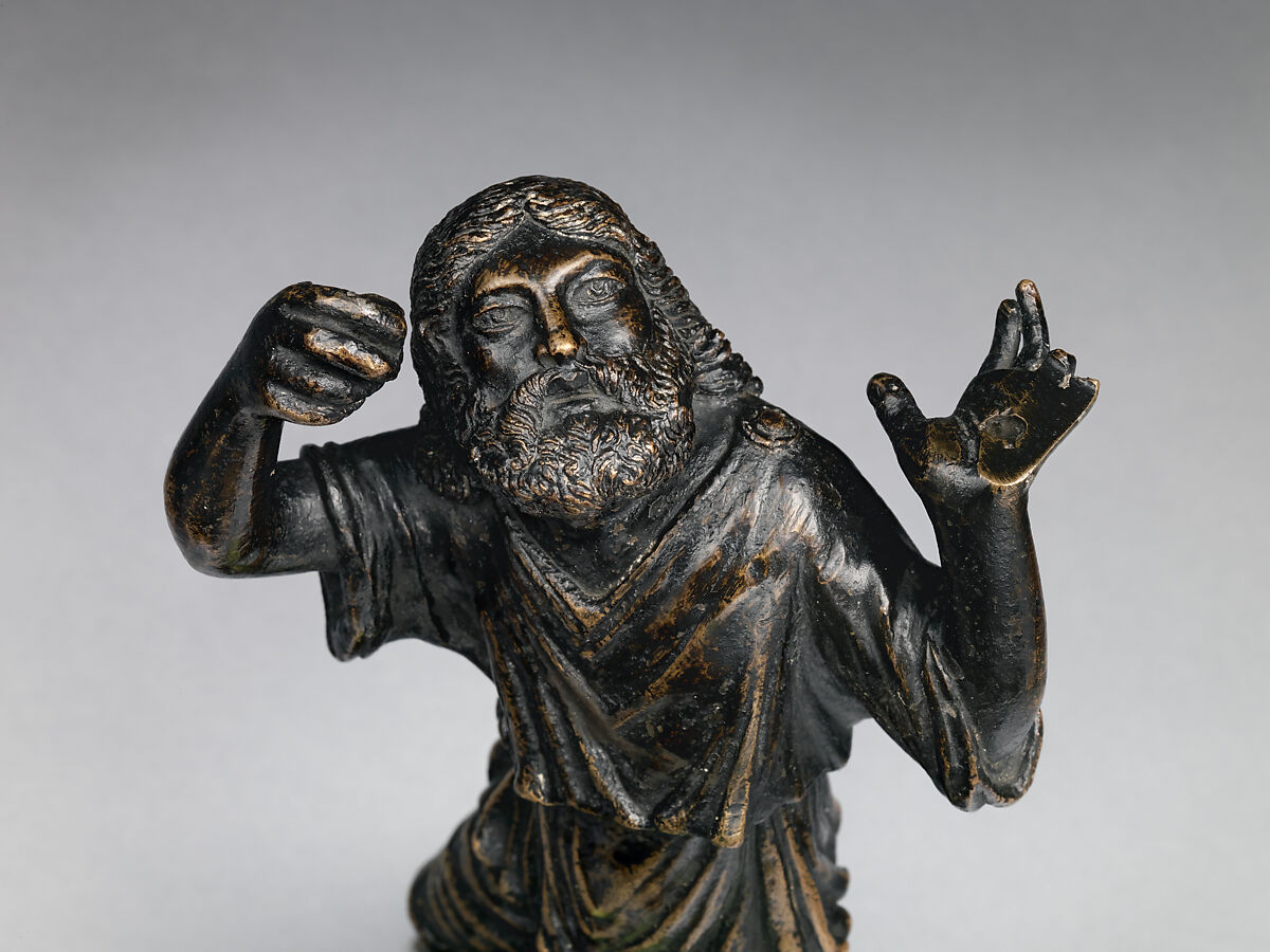 Saint Christopher, Attributed to Severo Calzetta da Ravenna (Italian, active by 1496, died before 1543), Bronze, Italian, Probably Padua