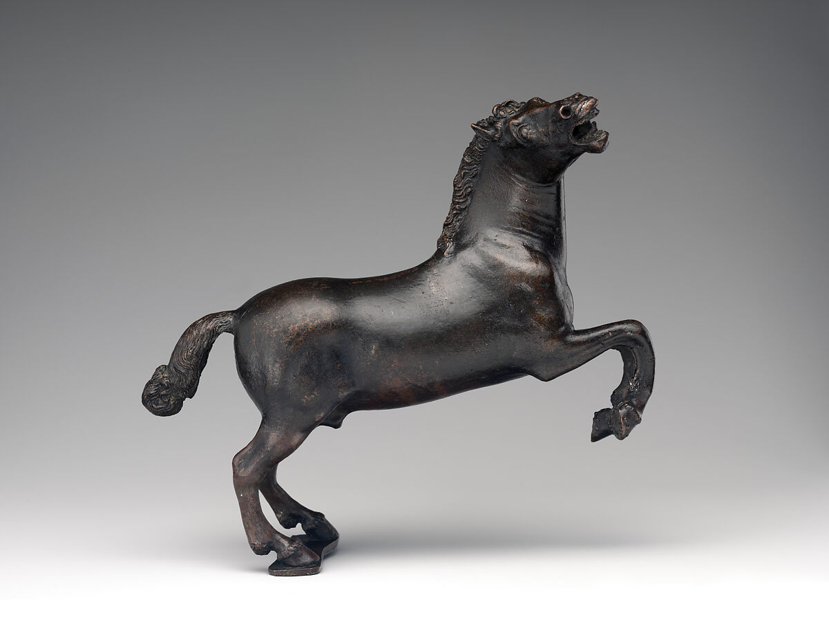 Rearing horse, Possibly by Severo Calzetta da Ravenna (Italian, active by 1496, died before 1543), Bronze, Italian, Padua or Ravenna 