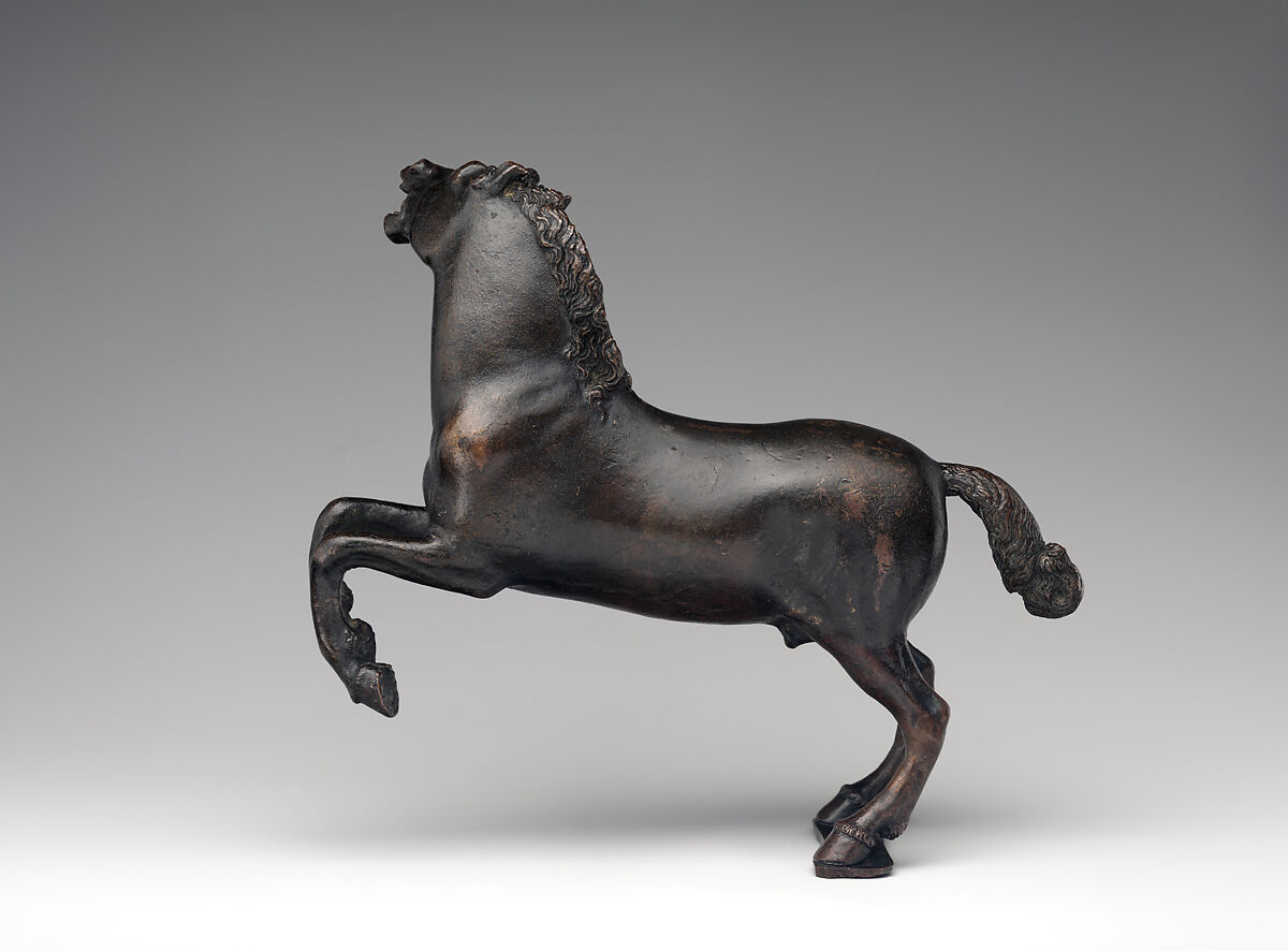 Rearing horse, Possibly by Severo Calzetta da Ravenna (Italian, active by 1496, died before 1543), Bronze, Italian, Padua or Ravenna