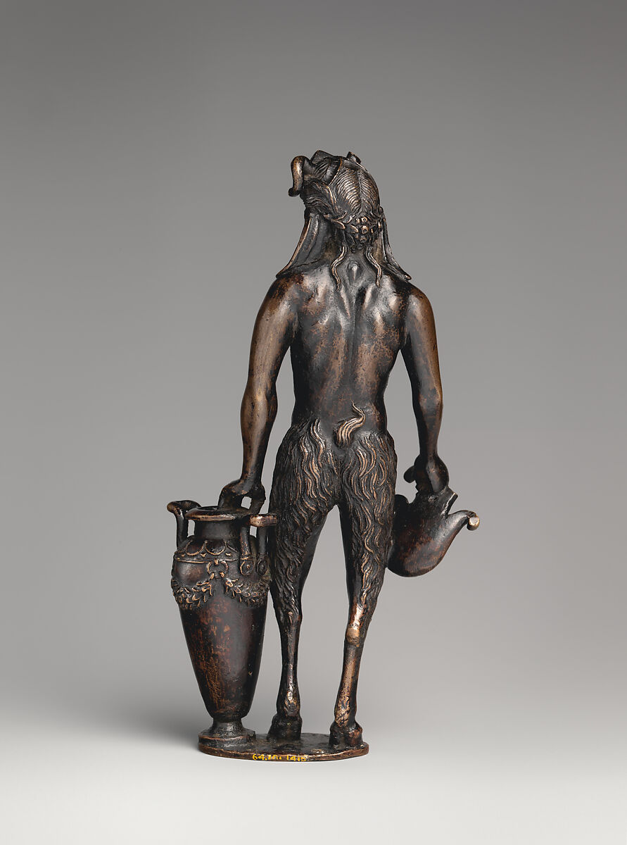 Satyress with vase (one of a pair), Andrea Briosco, called Riccio (Italian, Trent 1470–1532 Padua), Bronze, Italian, Padua