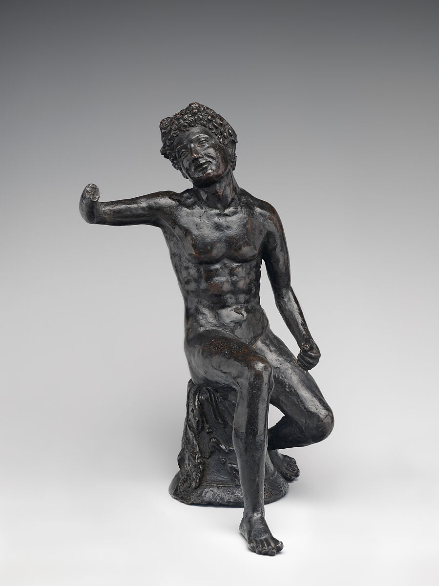 Seated Faun, Manner of Andrea Briosco, called Riccio (Italian, Trent 1470–1532 Padua), Bronze, Italian, Padua 