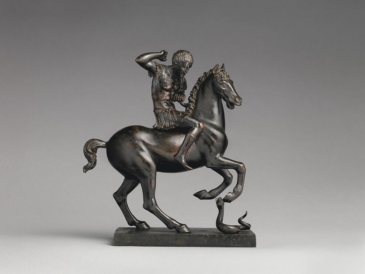 Horse and rider startled by a snake, Bronze, Italian, Venice or Padua