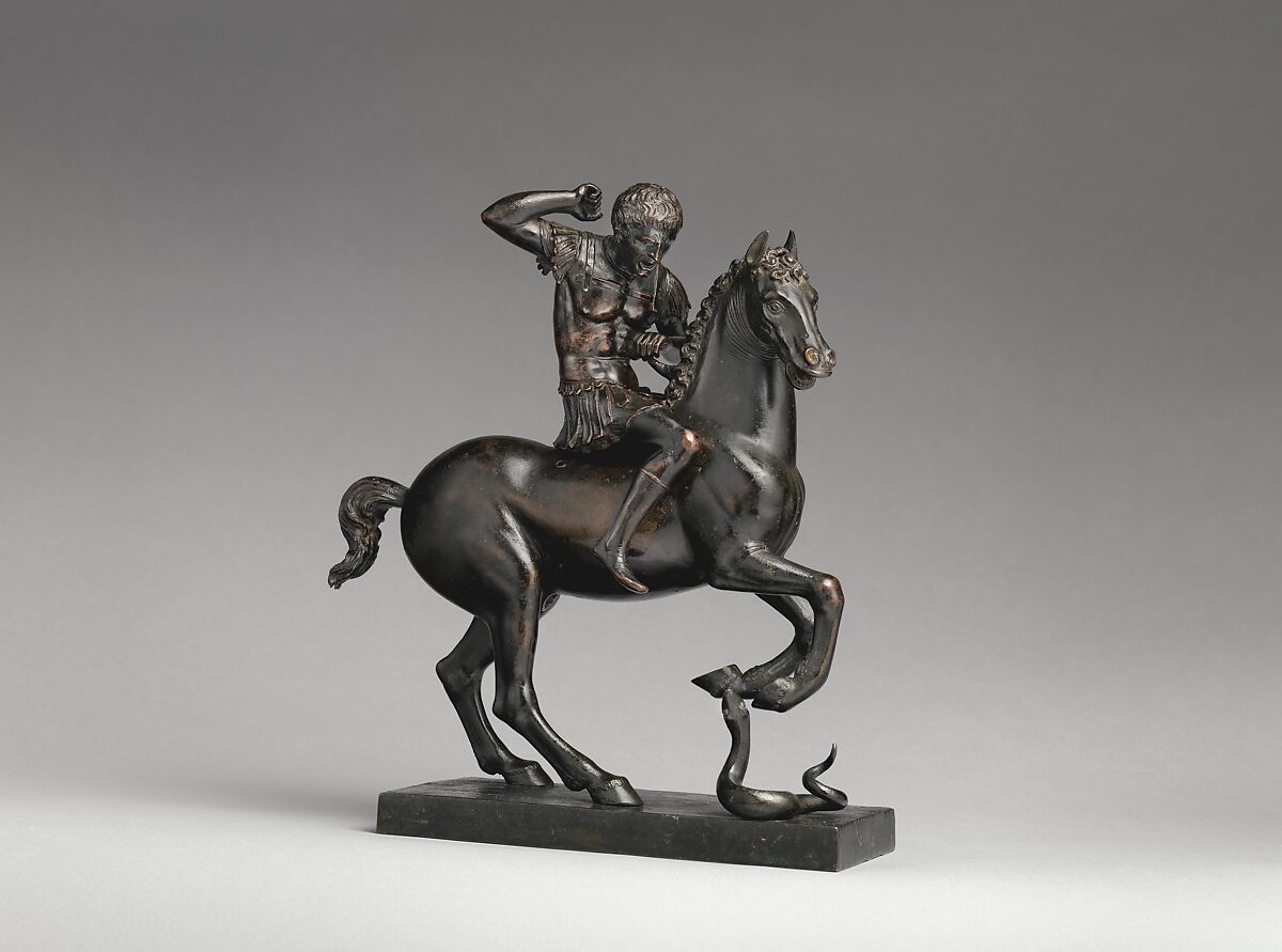 Horse and rider startled by a snake, Bronze, Italian, Venice or Padua