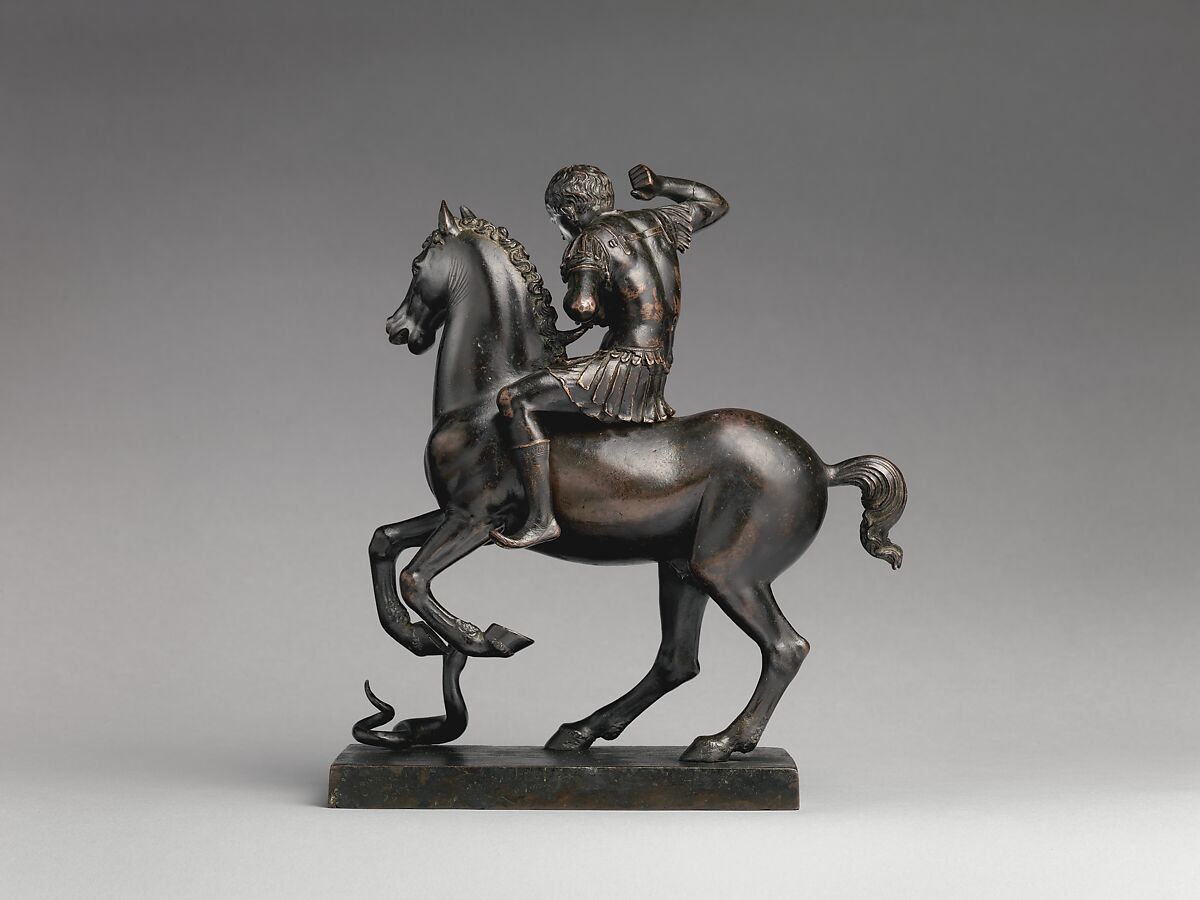 Horse and rider startled by a snake, Bronze, Italian, Venice or Padua
