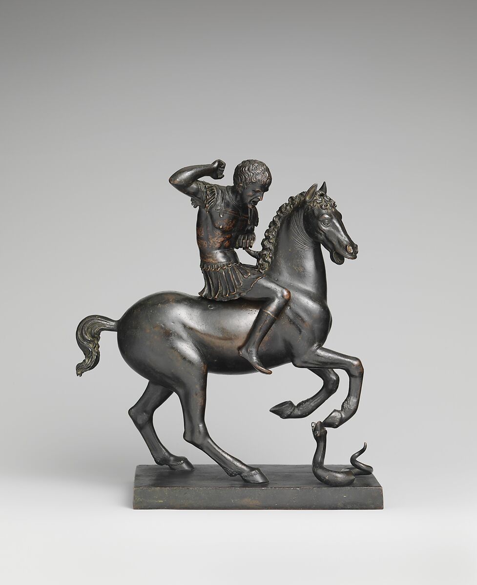 Horse and rider startled by a snake, Bronze, Italian, Venice or Padua