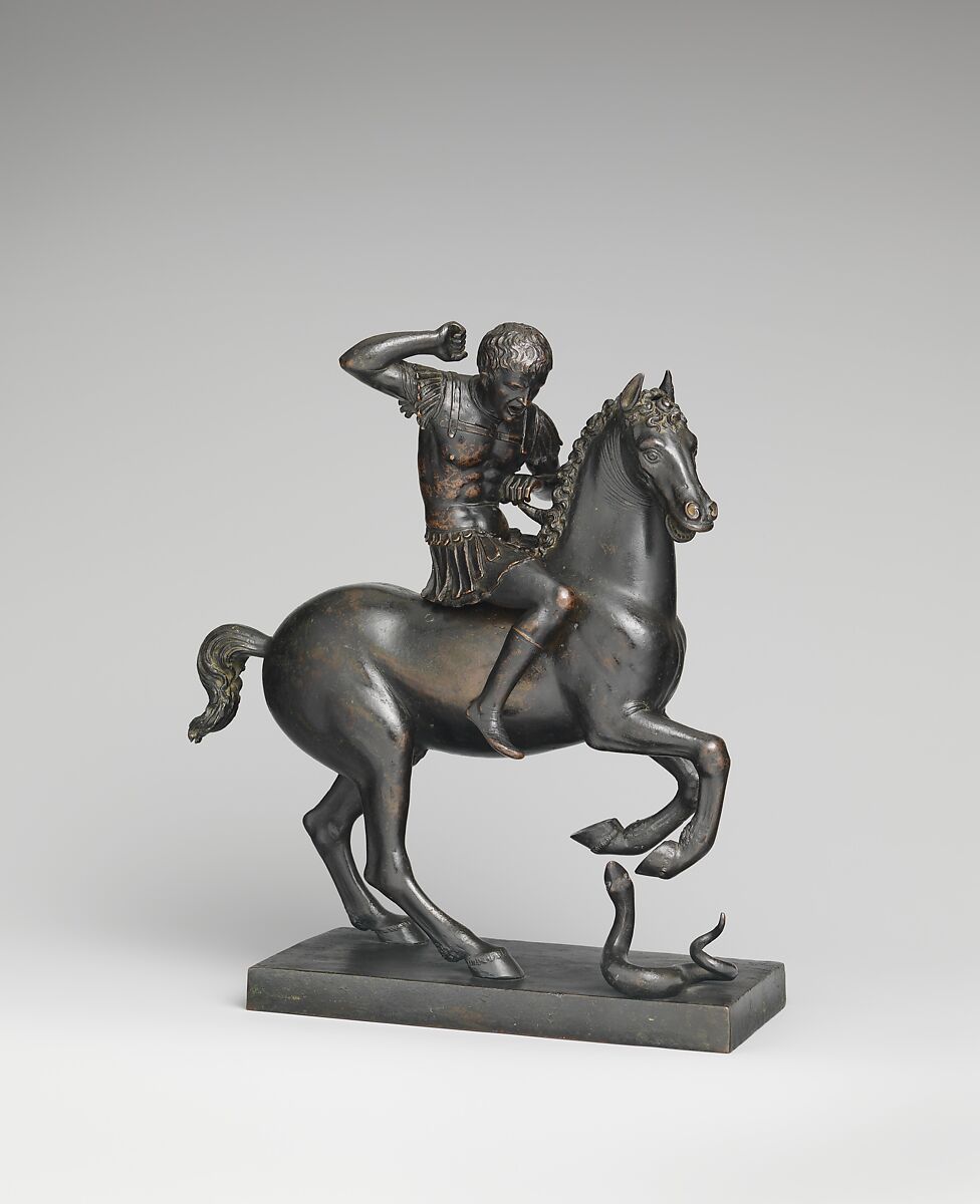 Horse and rider startled by a snake, Bronze, Italian, Venice or Padua