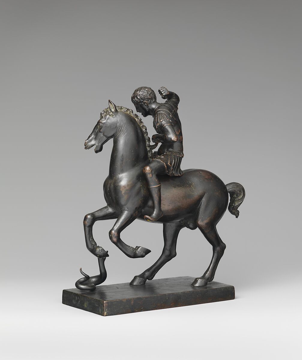 Horse and rider startled by a snake, Bronze, Italian, Venice or Padua